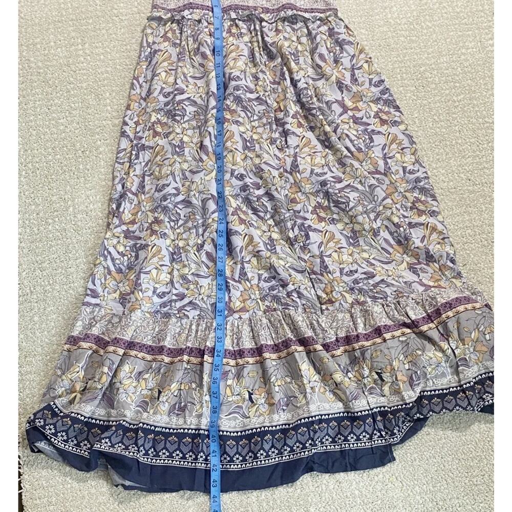 Becool Maxi Dress Womens L Purple Cream Floral Spaghetti Strap Tiered Hem Boho - Picture 4 of 16